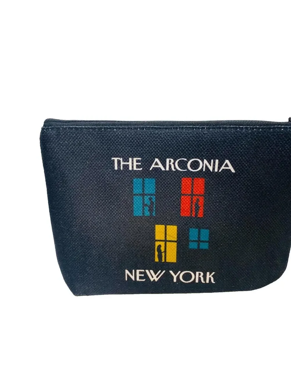The Arconia New York Makeup Bag Pencil Case Zipper Top Black New